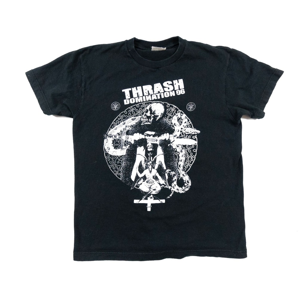 Vintage Thrash Domination Shirt Mens Medium Black Japanese Death Metal Y2K 2006